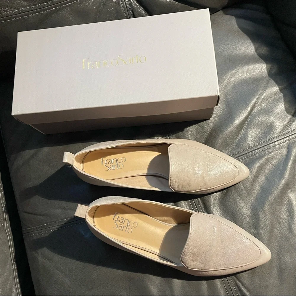 Franco Sarto Cream Flats Elegant Loafers - Picture 2 of 7